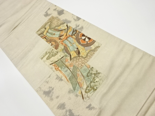 JAPANESE KIMONO / VINTAGE FUKURO OBI / CARRIAGE & KICHO PATTERN